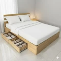 Giường ngủ gỗ MDF đầu giường phối sọc có ngăn kéo 1