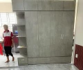 Tủ quần áo 4 cánh 1 kệ màu xám xi măng 0