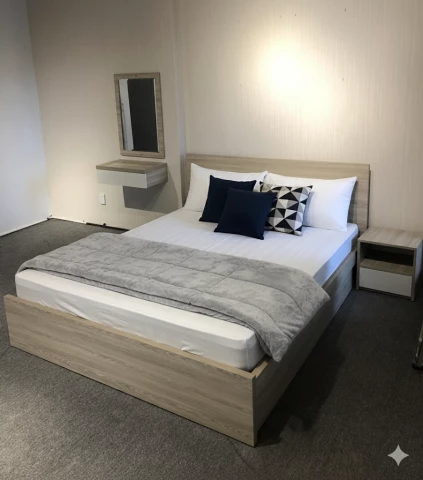 Giường ngủ gỗ mdf công nghiệp ( qu90 )