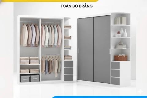 Tủ quần áo 3 cánh 1 kệ gỗ mdf (Ckd81)