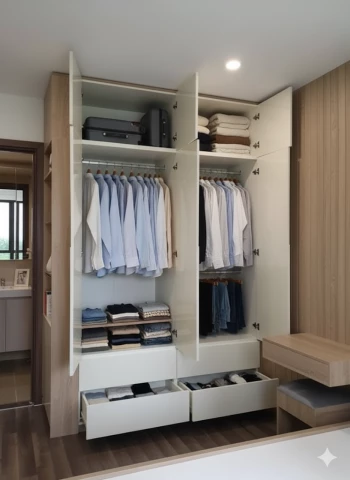 Tủ Quần Áo Gỗ Đóng Theo Yêu Cầu T48244C