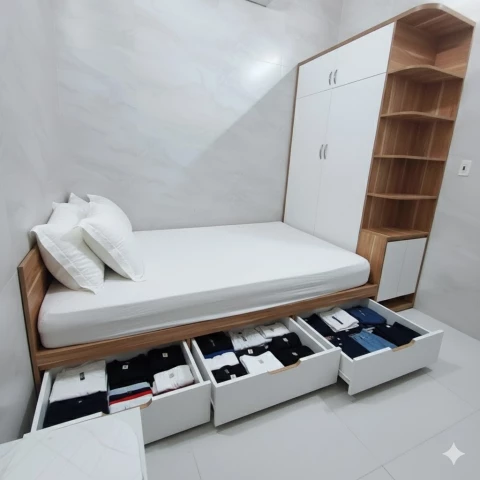 Tủ quần áo liền giường gỗ MDF TLG13