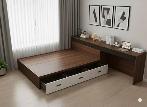 Giường Liền Bàn Làm Việc