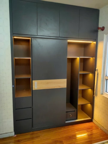 Tủ quần áo gỗ MDF cao cấp phối Đèn Led