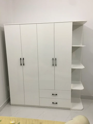 Tủ quần áo gỗ MDF màu trắng ( TQAGT )