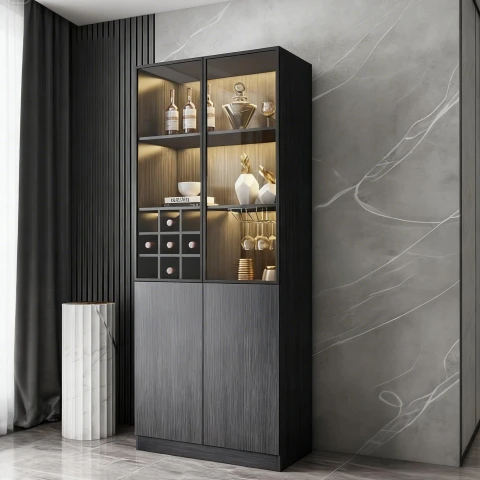Tủ Rượu Gỗ Cánh Kính LED TR121