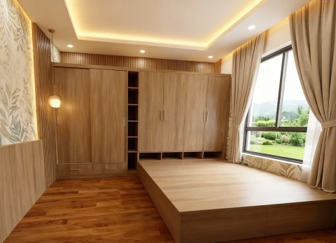 Tủ gỗ liền giường tlg05