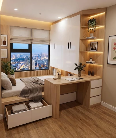 Tủ gỗ liền giường tlg08