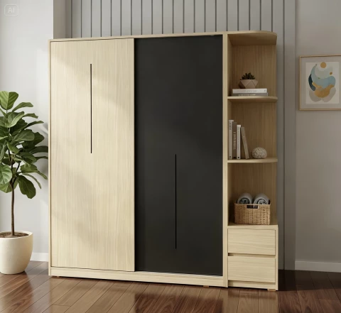 Tủ gỗ cao cấp 2 cánh lùa tg257