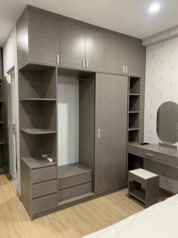Tủ Quần áo gỗ mdf màu ghi (tqag11vv)