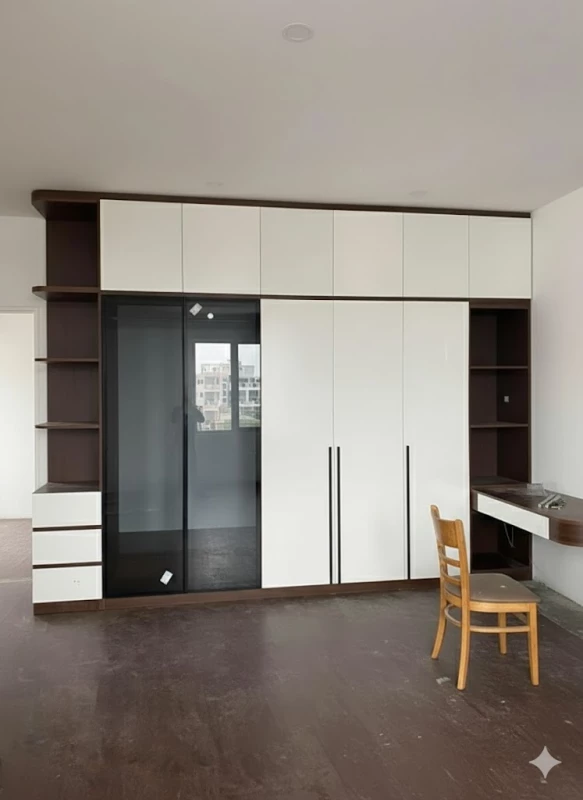 Tủ quần áo gỗ cao cấp MDF phủ Melamine cánh Kính   TCKCC02