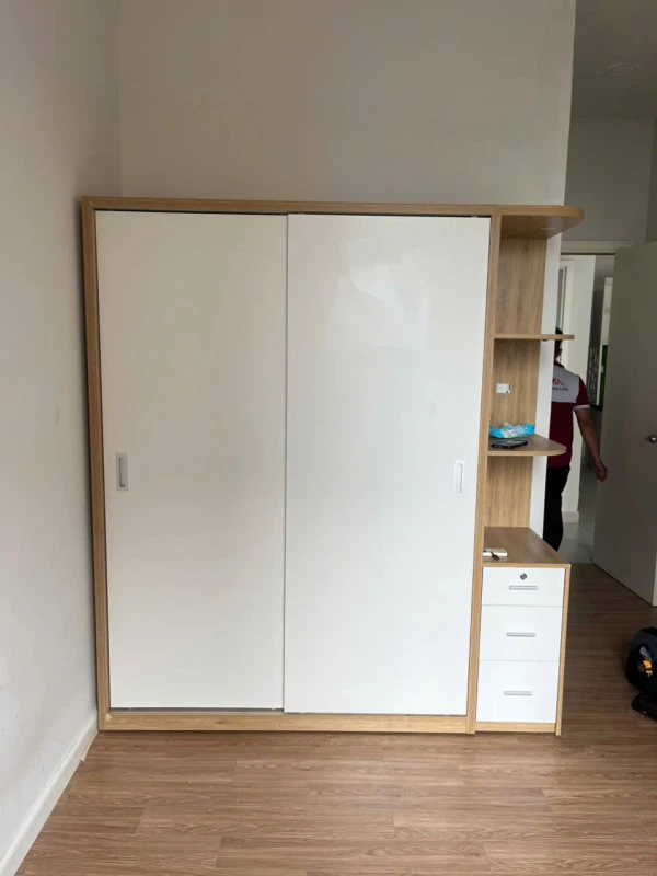 Tủ quần áo gỗ MFD có kệ trang trí ( TQA955 )