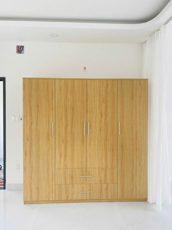 Tủ quần áo gỗ MDF 4 cánh màu gỗ