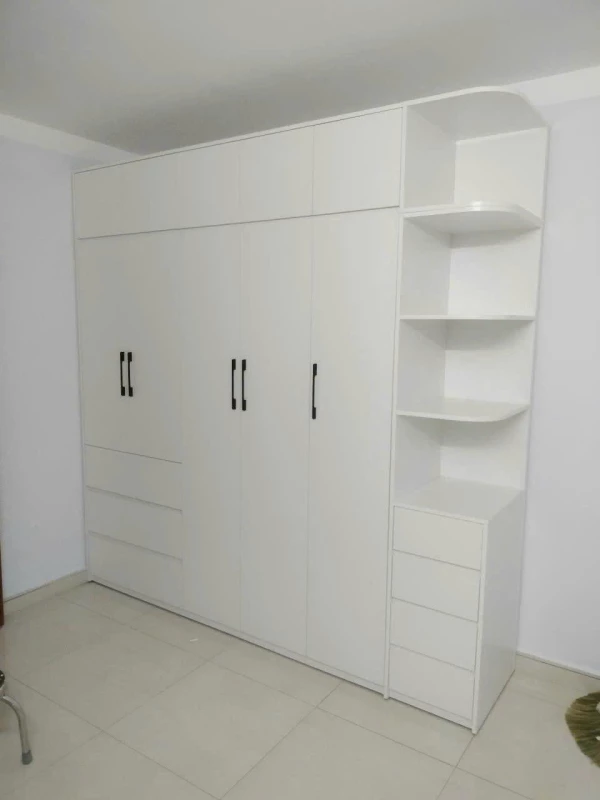 Tủ quần áo gỗ MDF màu trắng ( tqagmt01 )