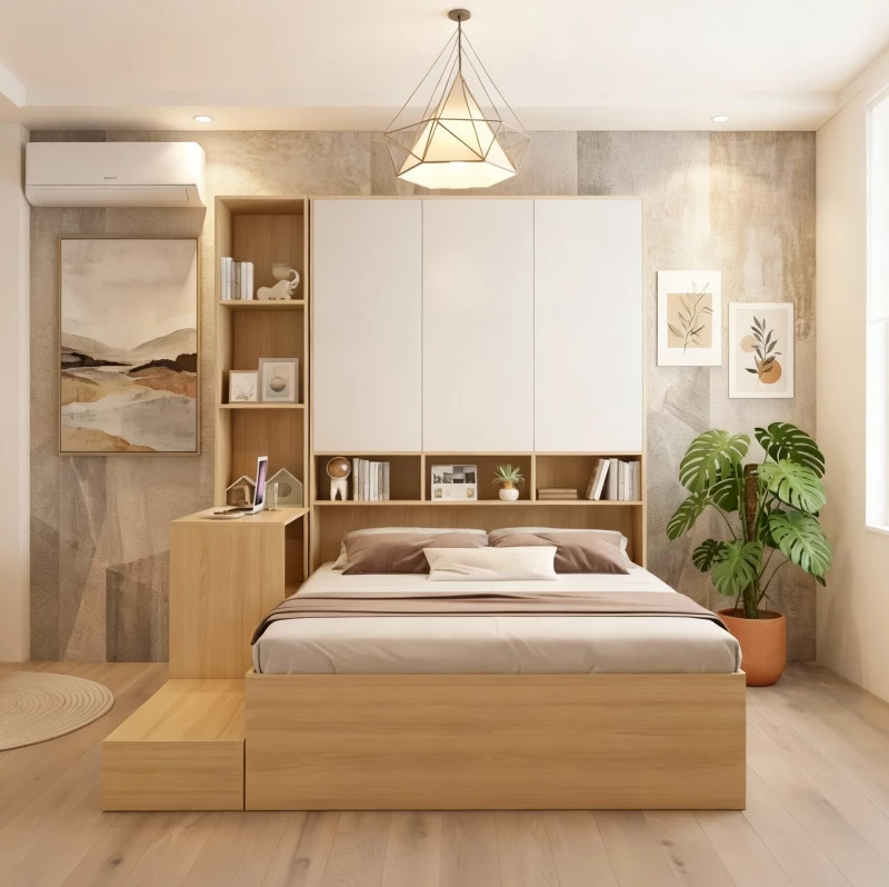 Tủ gỗ liền giường tlg06