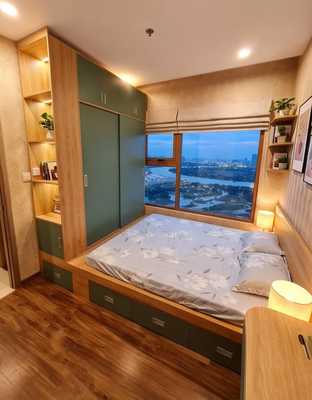 Tủ gỗ liền giường tlg04