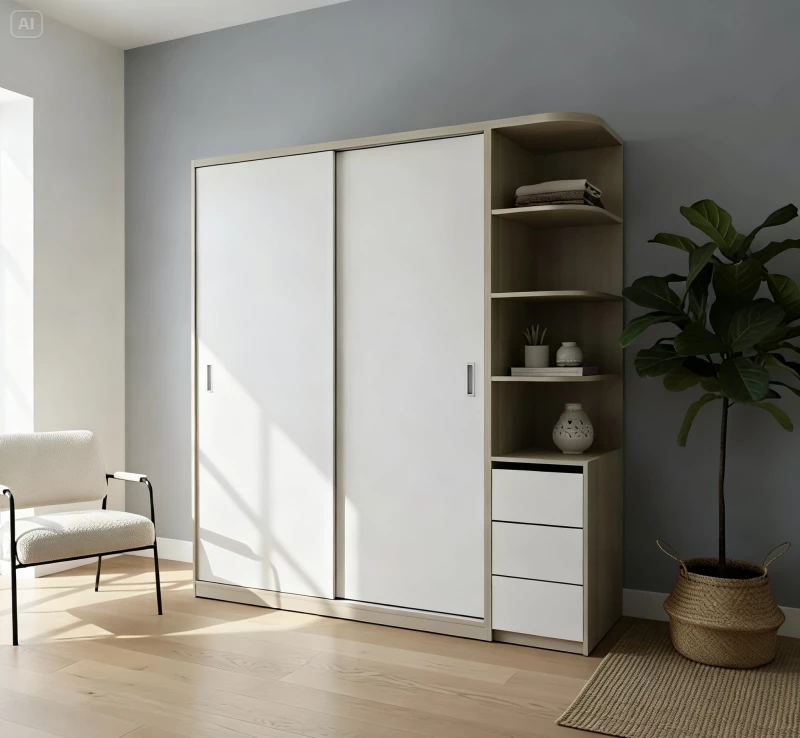 Tủ gỗ cao cấp 2 cánh lùa tg252