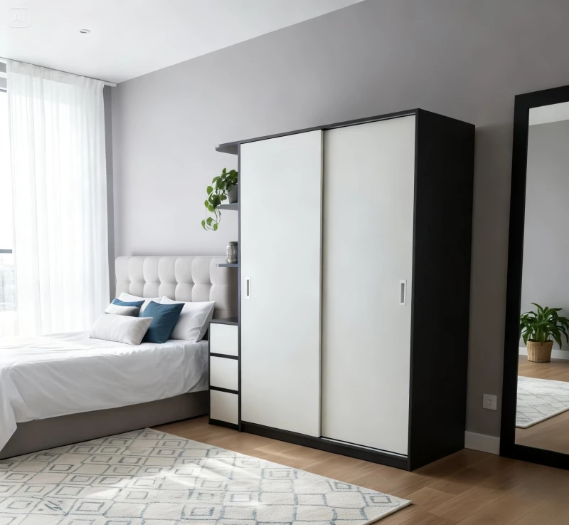 Tủ gỗ cao cấp 2 cánh lùa tg258